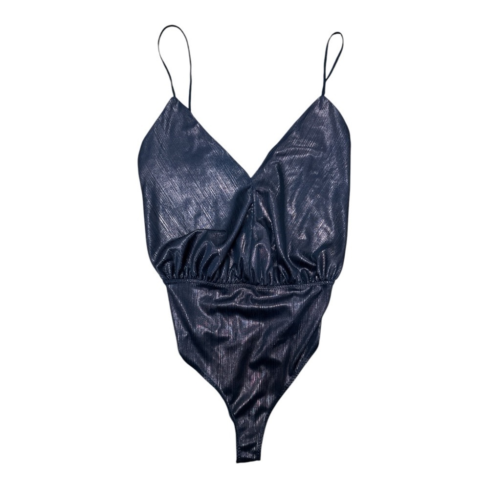 Zara Blue Bodysuit with Glossy Finish